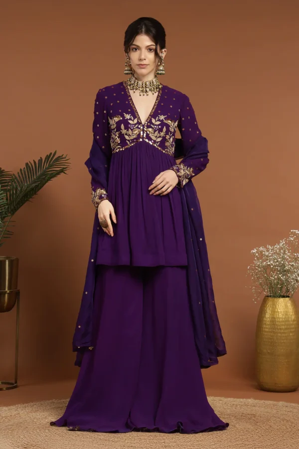 Royal Zari Embroidered Sharara Set