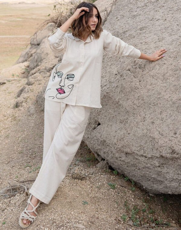 Gem Cream Embroidered Flex Coord Set